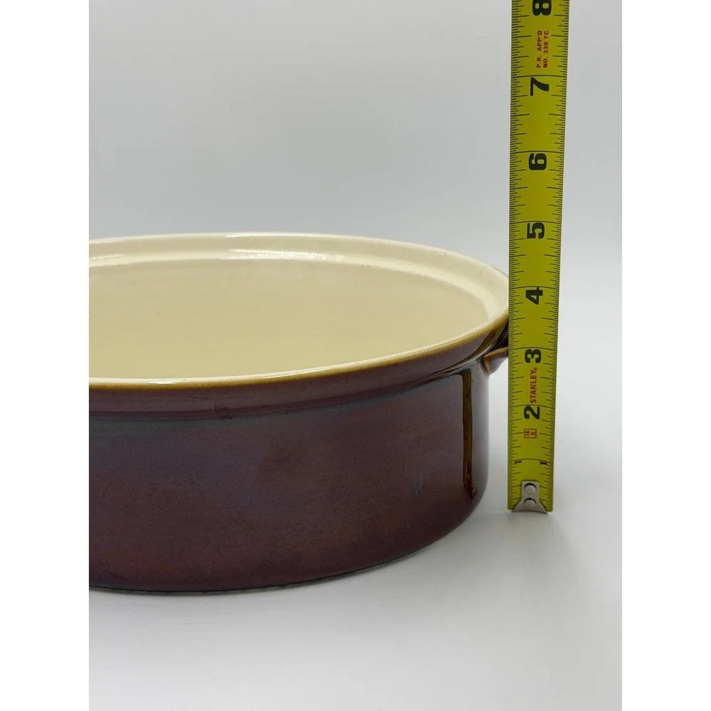 Vtg Villeroy & Boch Oval Casserole Vegetable Dish Brown Rust Glazed Handled 10x7